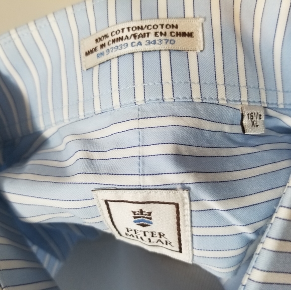 Peter Millar Striped Button Down Shirt Size 15 1/2 - Picture 6 of 6